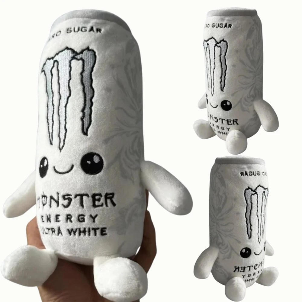 HOT Sale Simulation White Energy Drink Can Shaped Plush Toy Zero Sugar Theme Soft Stuffed Doll Desktop Ornament Birthday Gift