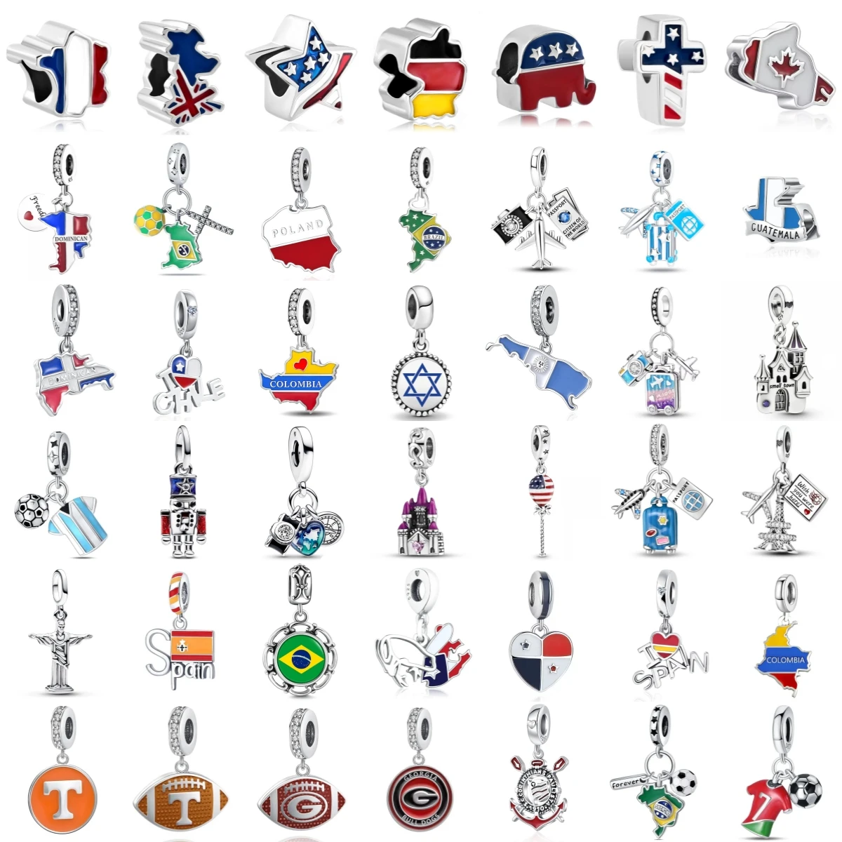 Abalorios de plata de ley 925 originales con bandera nacional de la República Dominicana, dijes de Colombia para mujer, joyería de cumpleaños DIY