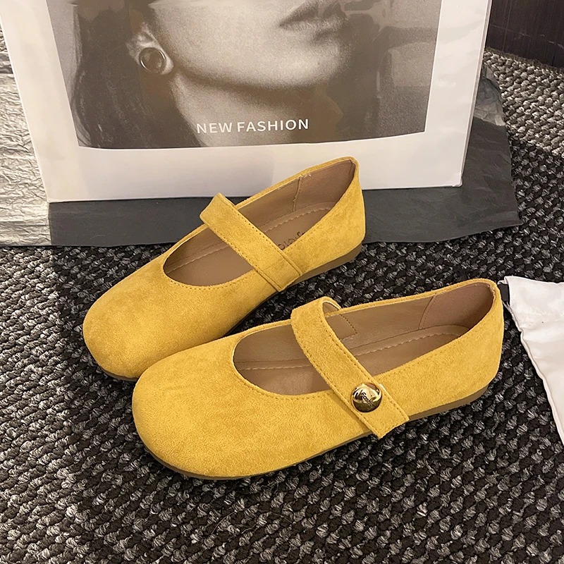 

HKDQ 2025/202 Обувь Мэри Джейн, женская обувь на плоской подошве, удобная замшевая обувь для женщин, легкая мягкая модная повседневная обувь, женские туфли на плоской подошве
