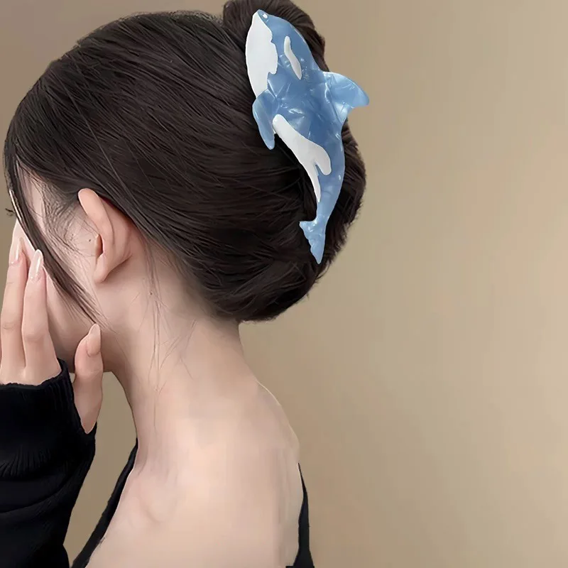 AWAYTR Summer Ocean Series Whale Hair Claw Acetate Claw Clips Cute Marine Animal Crab Hair Clips for Women Hair Accessories