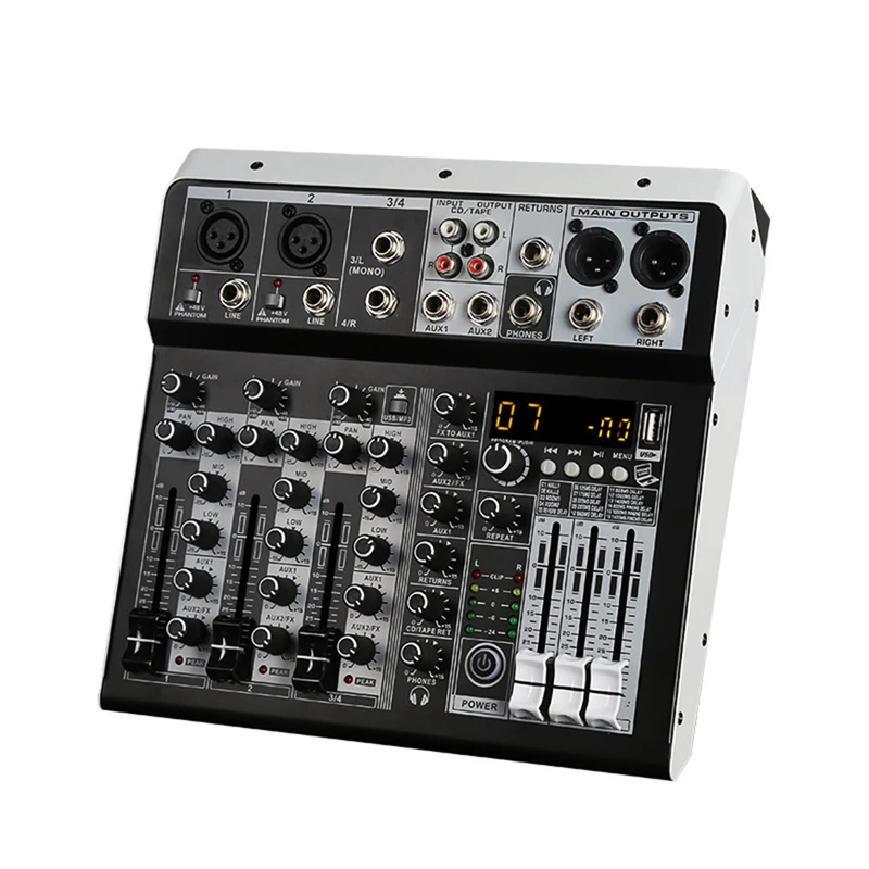 

ELECT-4 Channel Bluetooth Audio Mixer Sound Mixing Console Audio Interface USB Sound Card For Studio Stage DJ Home