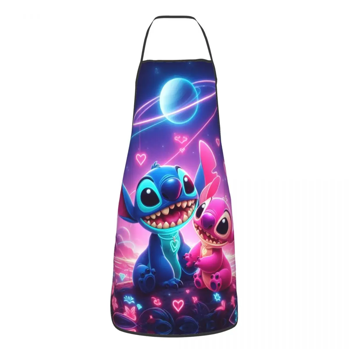 Custom Unisex Stitch Angel Starry Sky Love Bib Apron Adult Women Men Chef Tablier Cuisine for Cooking Kitchen Baking