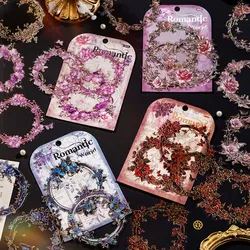 10pcs/pack Flower Frame Stickers PET Material Gold Foil Decor Junk Journal DIY Srapbooking Collage Stationery Twinkle Stickers