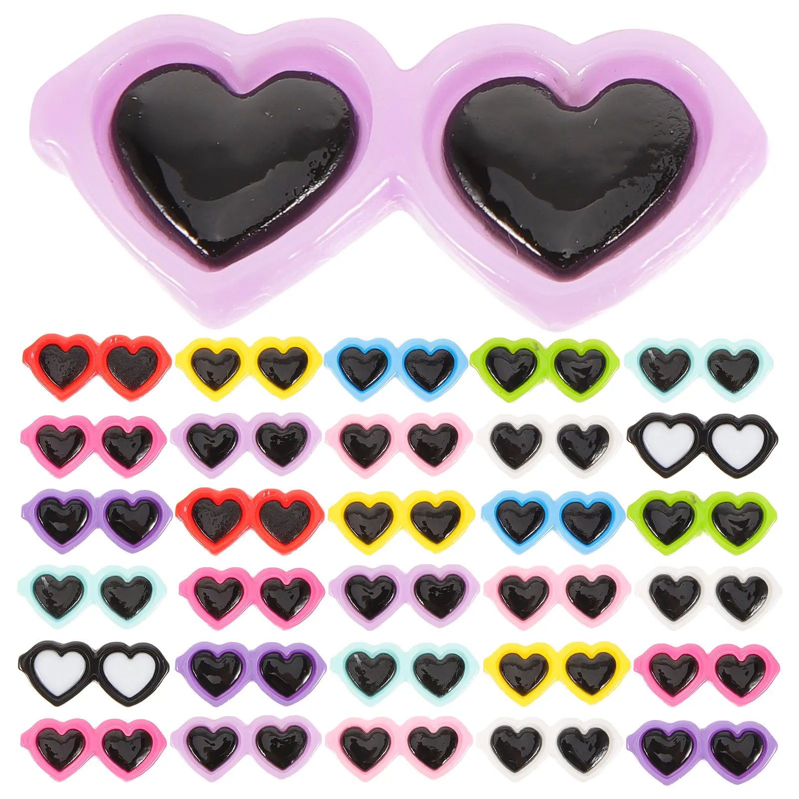 

80 Pcs Resin Mini Sunglasses Beads Mixed Color Flat Back Cartoon Crafts Accessories DIY Clothes Bags Shoes Decor