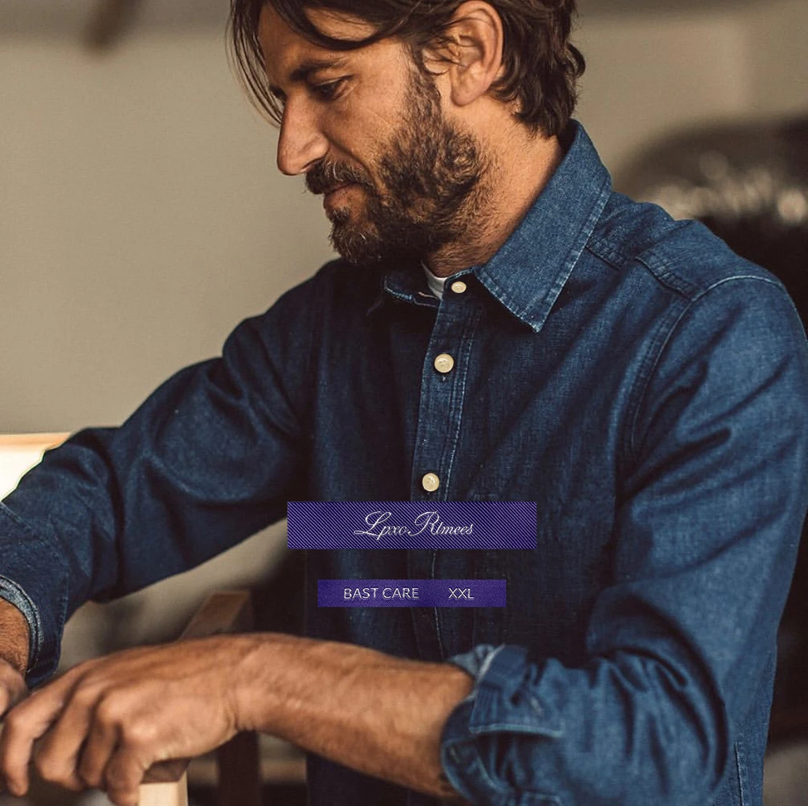 

Classic American Purple Label Series Long Sleeve Men's Denim Shirt Double Thread Long Yarn Cotton Mother of Pearl Button