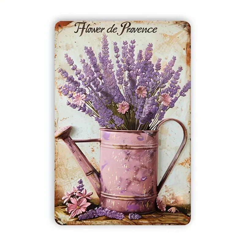 Vintage Lavender Bouquet Metal Logo 8x12 Inch Iron Wall Art for Home Office Restaurant Bar School Library Garage Decoration