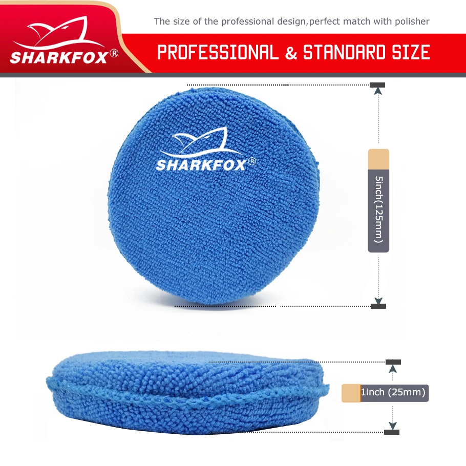 Sharkfox Microfiber Wax Applicator Pad Ultra Soft Car Polishing Sponge with Finger Pocket Auto Care Polish Foam Sponge