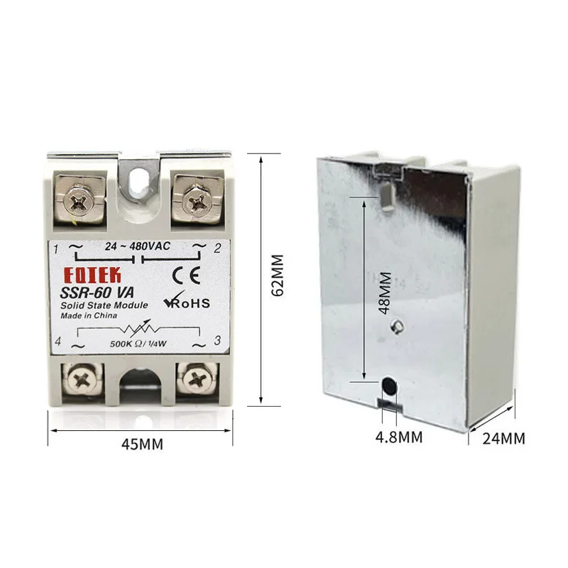 High Quality Single Phase Solid State Relay SSR 10-100VA Relais Voltage Regulation 24-380VAC 10-100VA Output Relay Base SSR-40VA