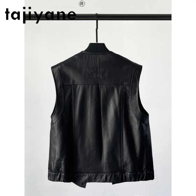 TAJIYANE New Real Leather Jacket Woman Vests Slim-fit Waistcoat Single-breasted Jackets for Woman Sheepskin Coats Chaqueta Short