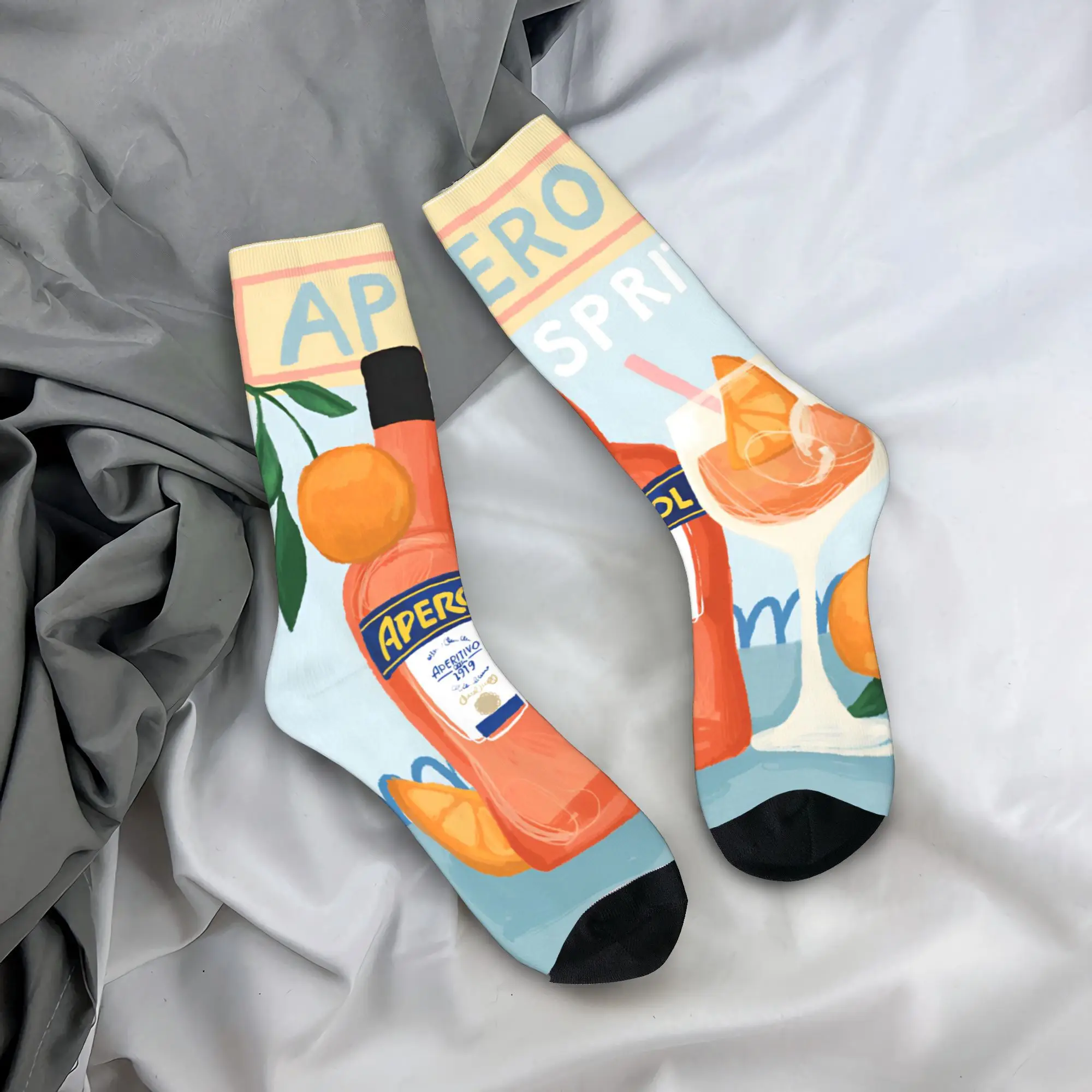 

Aperol Spritz Stockings Adults Men Socks Soft Trendy Socks Winter Outdoor Anti Skid Graphic Socks Gift