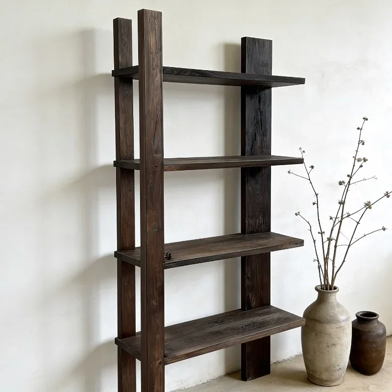 Chinese log floor-to-ceiling bogu frame Antique Duobao Pavilion display stand Solid wood ornament display stand Creative storage