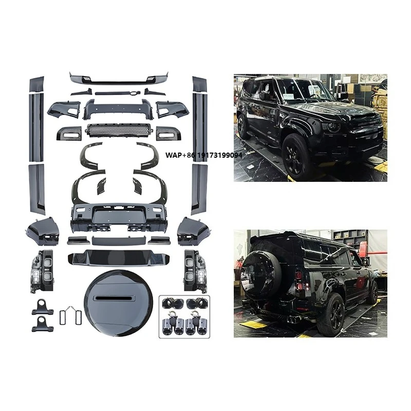 

New 007 Obsidian Front Rear Bumpers Fog Light Cut-Outs Bolt-On Universal Fitment Body Kit with Screws for Defender 2020
