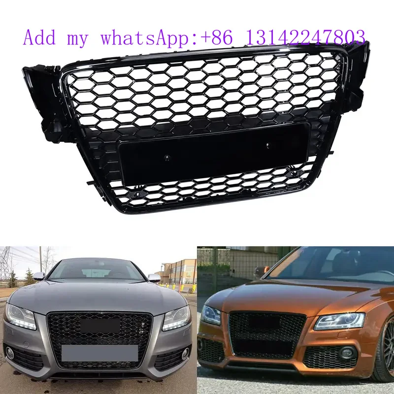 

Gloss Black Honeycomb Mesh Radiator Front Bumper Grille For A5 RS5 8T 08-12