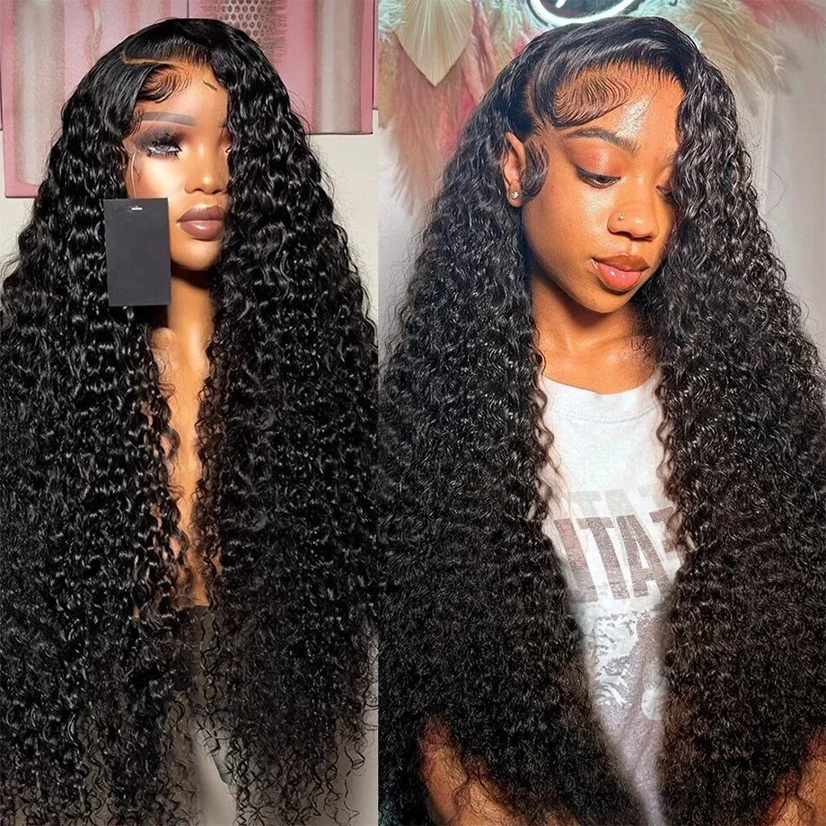 180% Deep Wave 13x6 HD Lace Frontal Wig Brazilian Curly Human Hair Wigs For Women Lace Front Human Hair Wig Pre Plucked 34 Inch