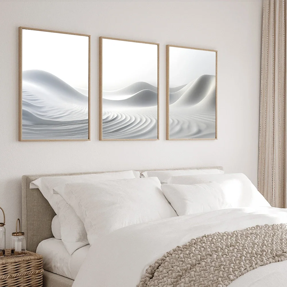 Monochrome Sand Dune Curve Swirl Abstract Poster Modern Minimalist Art Print Canvas Painting Wall Picture Living Room Home Decor