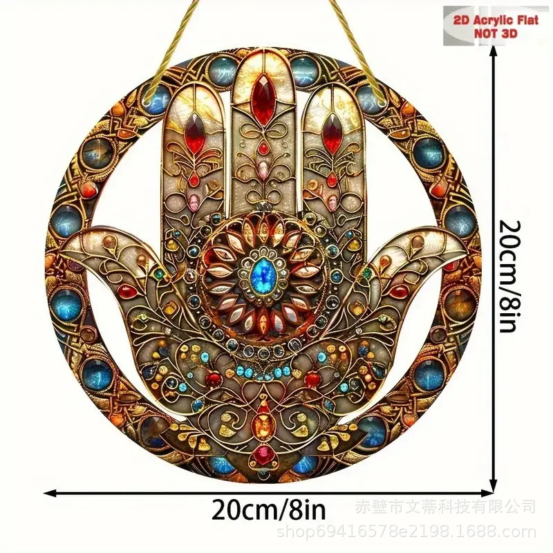 1PCS Crystal Acrylic Hand of Fatima Wall Decor Outdoor Light Catcher Colorful Reflective Window Decoration Creative Home Accents view 5