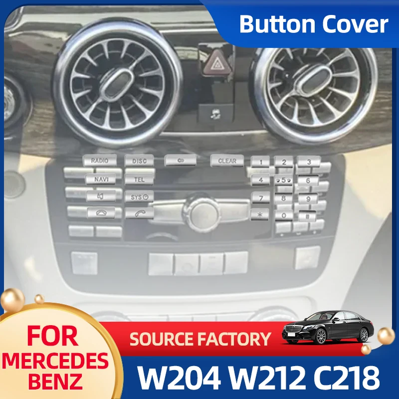 

Interior Stickers Car Center Console CD Numbers Button Cover Trim Stickers For Mercedes Benz C E Class W204 W212 C218 GLK X204 A