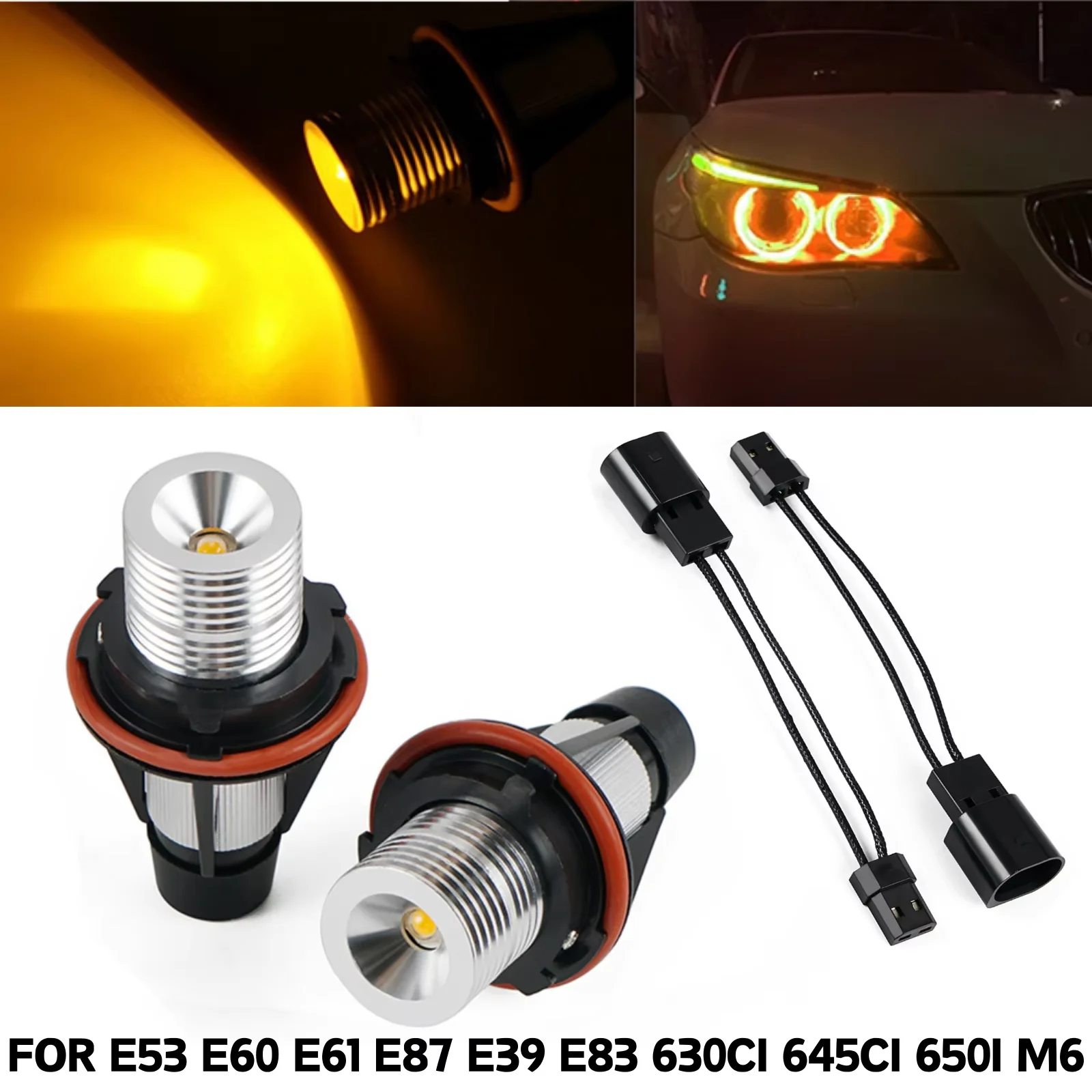 

2pcs LED Angel Eyes Marker Light Bulbs for BMW E60 E61 E53 E87 04-06 E39 01-03 E83 02-08 630Ci 645Ci 650i M6 Yellow White