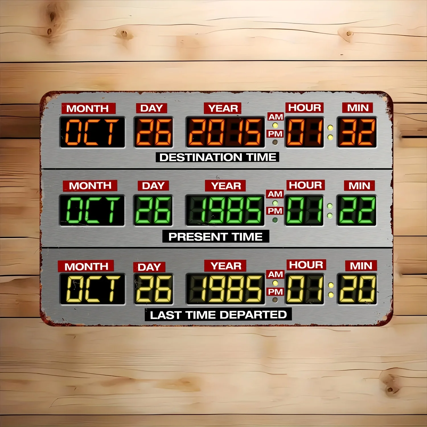 Regreso al futuro DeLorean Time Machine Dashboard Arte de pared de metal - Letrero de aluminio retro con diseño, perfecto para el hogar, de