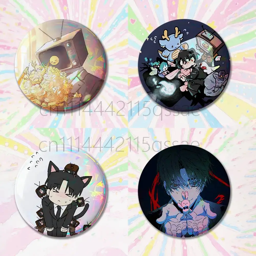 K-Kim S-Soleum Novel GSGW Collection Round Exquisite Badge Brooches Creative Pins For Clothes Hat Backpack Gift Accessories