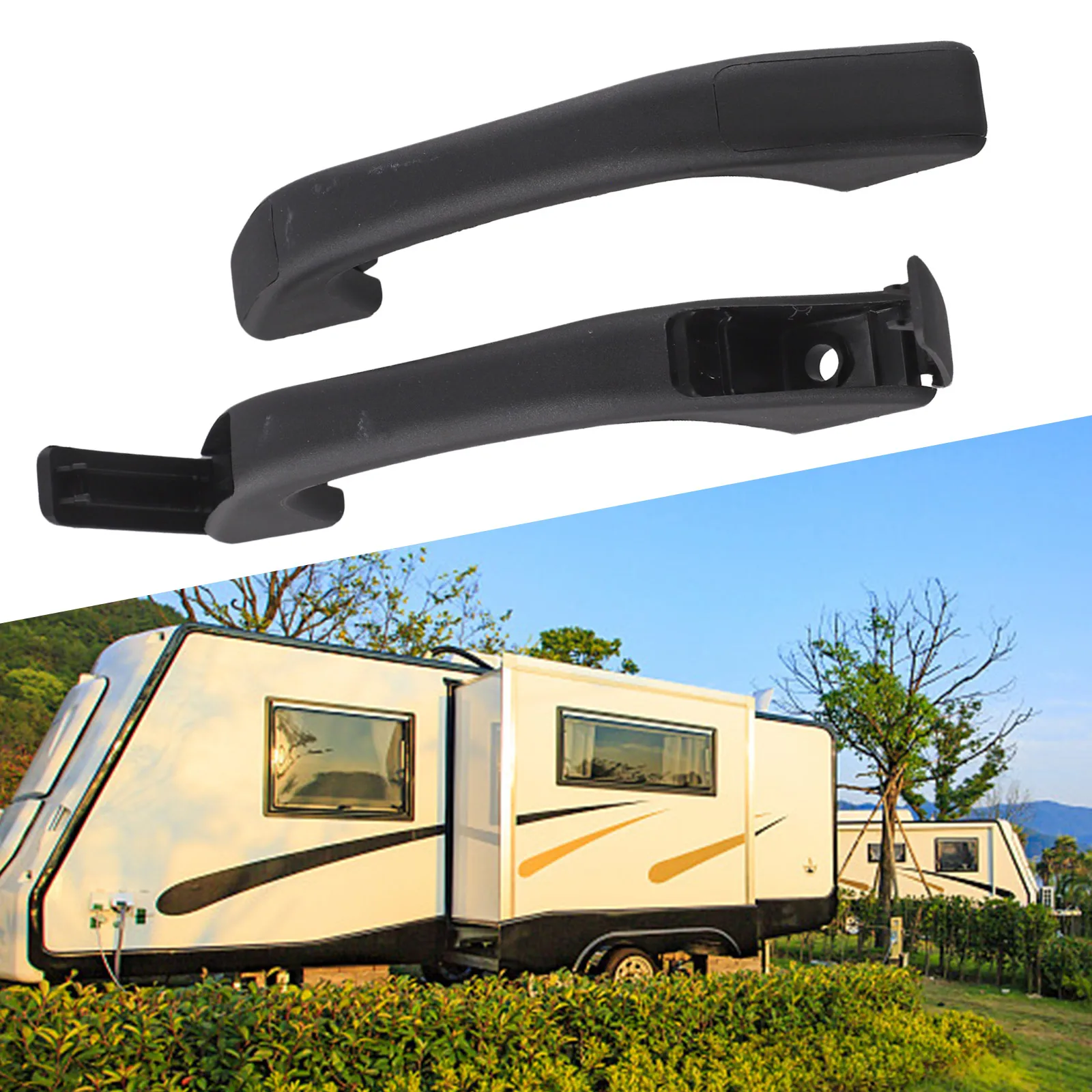 Black Trailer Door Handle Door Handle Set 132mm Mounting Hole Distance 175mm Length Door Handle Compact And Sleek Design