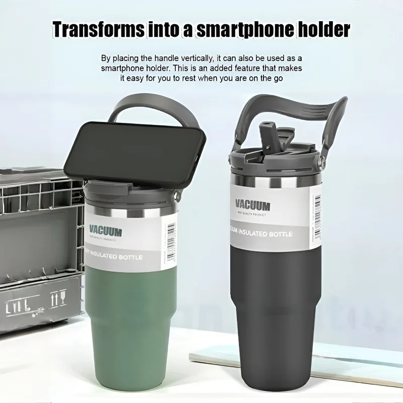 Taza térmica para coche, capacidad Extra grande, 900/1200ml, taza térmica al vacío de acero inoxidable, taza de agua portátil para exteriores y deportes