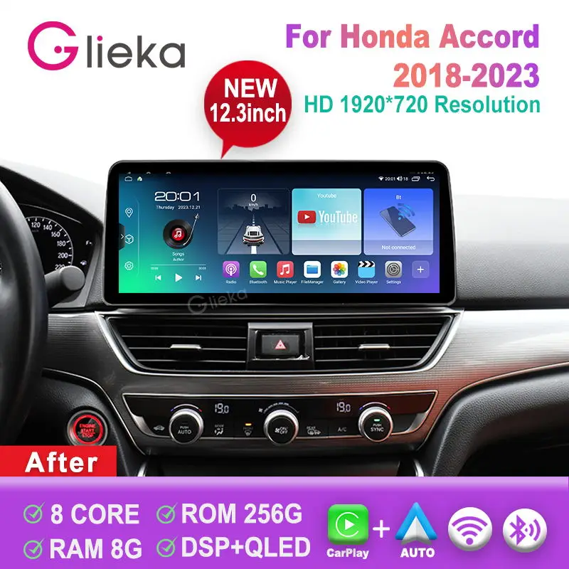 

12.3 inch Screen Android 13 For Honda Accord 10 2018 2019 2020 2021 2022 2023 GPS Navigation Car Multimedia Video Player Radio