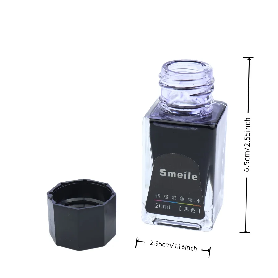 20ML Multi-color Non-carbon Ink For Fountain Pen. Non-blocking Ink For Artistic Hand-drawing. Smooth Writing In Black, Red, Etc.
