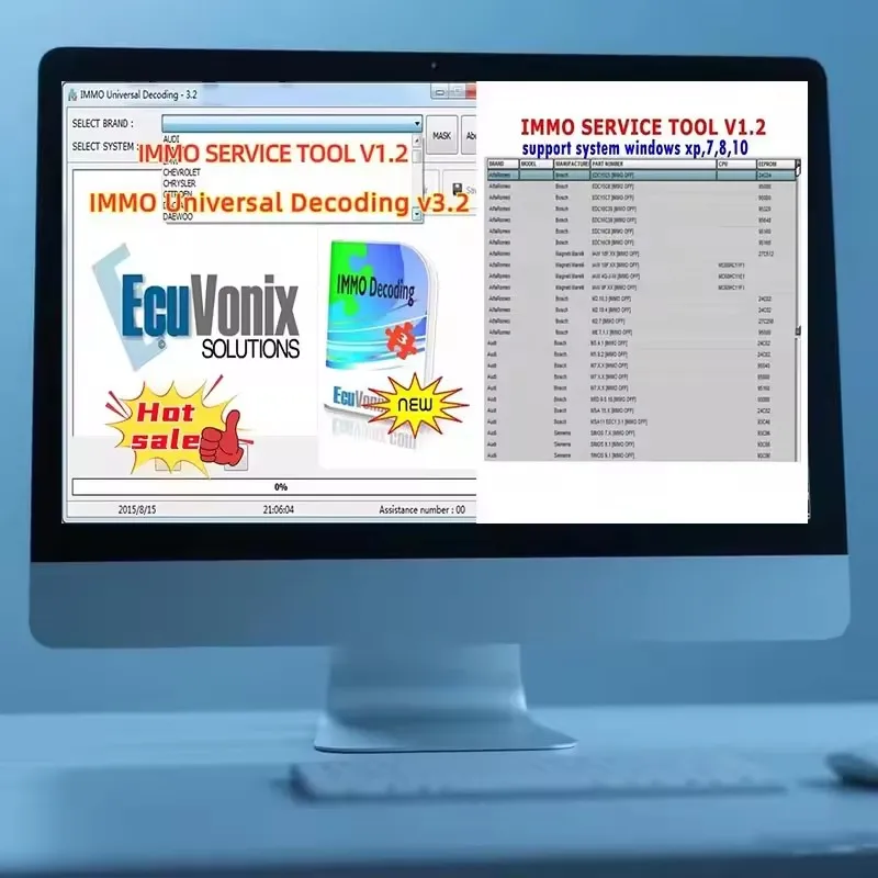 أدوات برنامج تشخيص السيارات العالمية IMMO EcuVonix V3.2 V1.2 مع اختراق مزدوج غير محدود من Keygen مجانًا