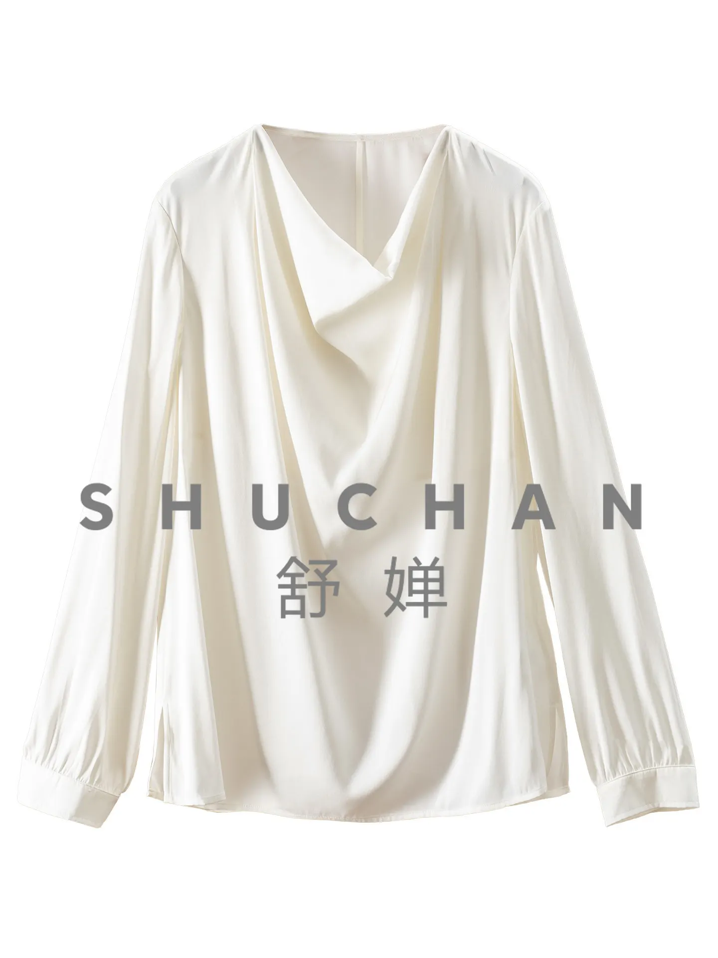 

Мягкая белая блузка для женщин Emperamen с воротником-стойкой и вырезом «лебединая шея», из натурального шелка, модель 29G8, модные женские блузки