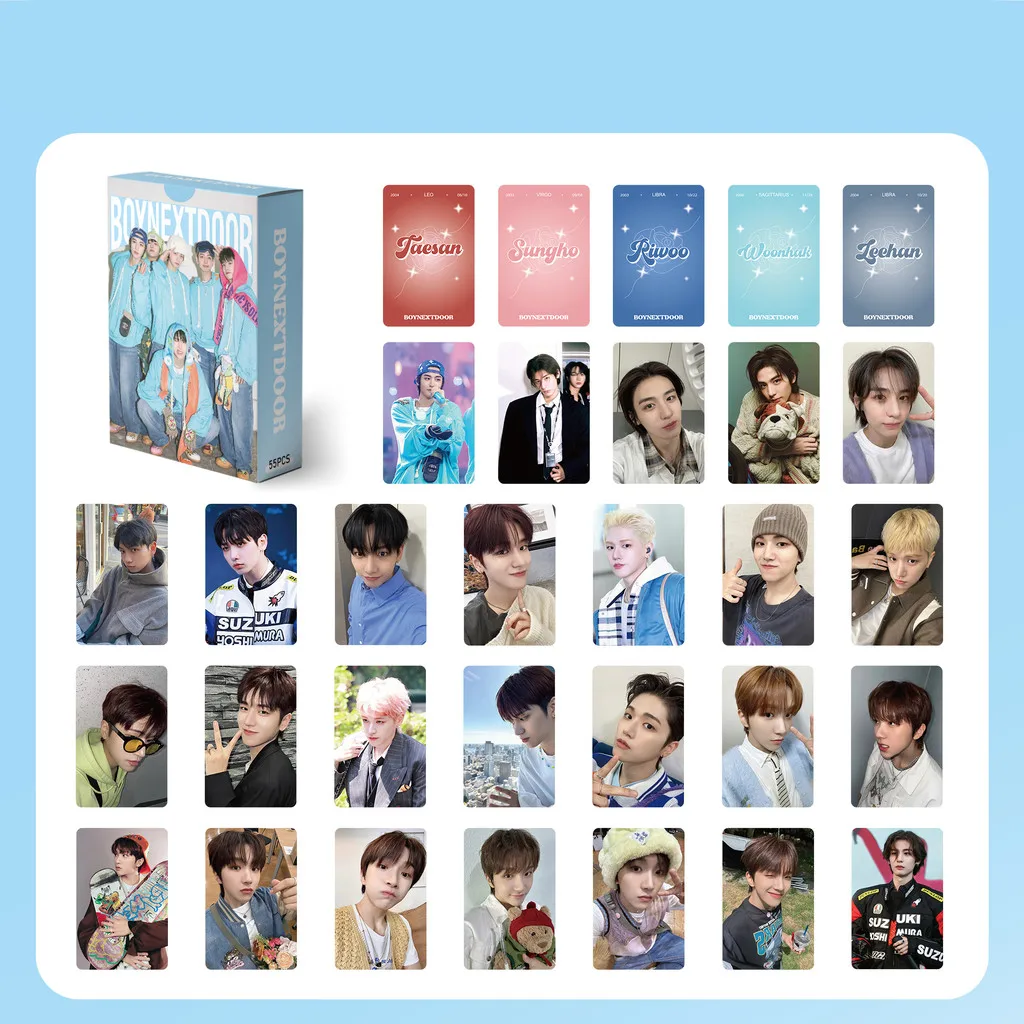 بطاقات صور Lomo مكونة من 55 قطعة من مجموعة K-pop Male Group الجديدة - بطاقات بريدية مزدوجة الجوانب، مجموعة مجموعة مروحة يجب اقتناؤها (متجر Anime Worlds)