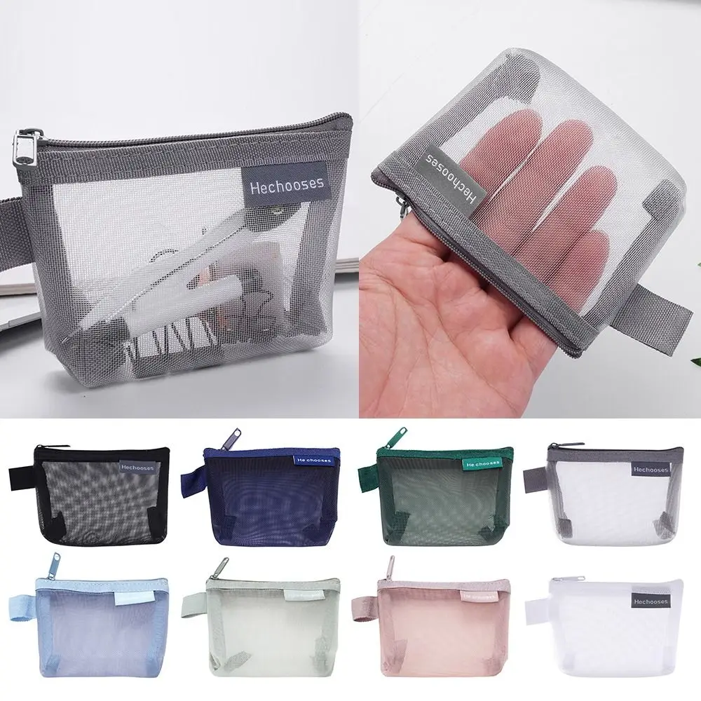 Mesh Coin Purse Mini Cosmetic Bag Key Lipstick Nylon Small Item Storage Card Holder Three-dimensional Storage Bag