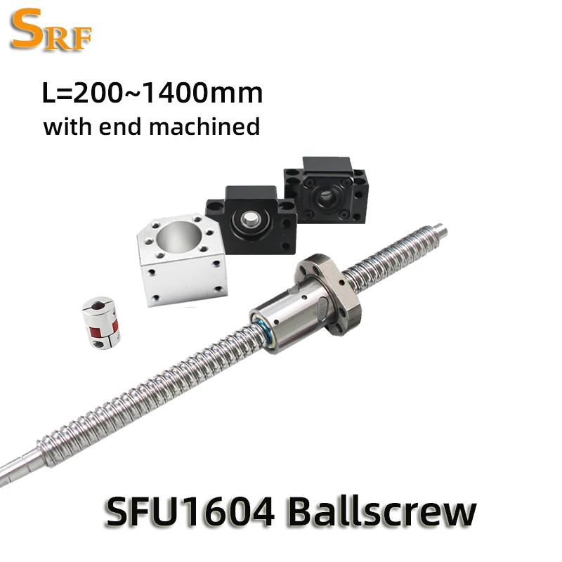 

Ballscrew SFU1604 Set RM1604 Rolled Ball Screw C7 With Flange Single Ballnut End Machined+BK/BF12+Ball Nut Housing+Coupler