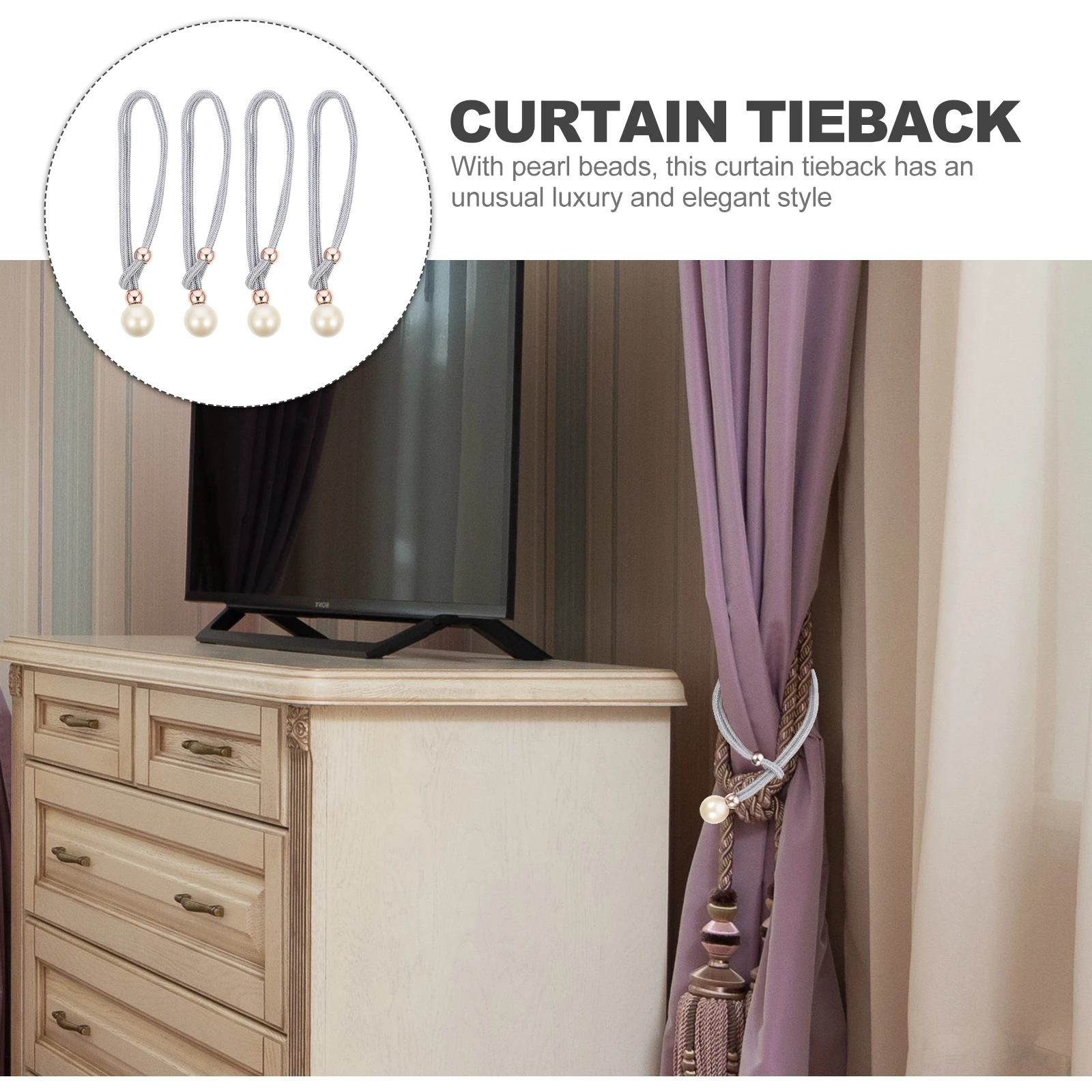 

4 Pcs Curtain Tie Tiebacks Drape Window Straps Ornaments Holdbacks Decorative Rope