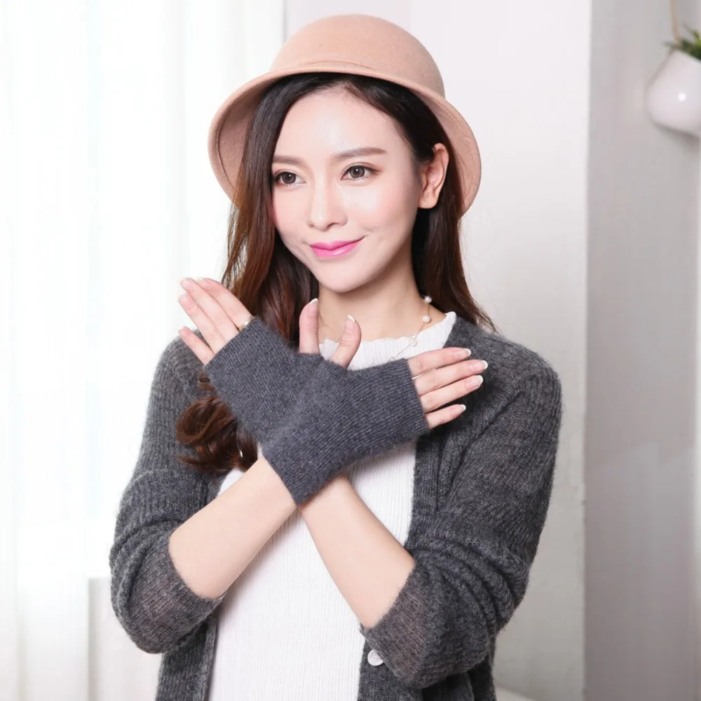 

Wool Mink Cashmere Gloves Fashion Thick Exposed Finger Warm Gloves Fingerless Windproof Cold Proof Wrist Gloves Autumn