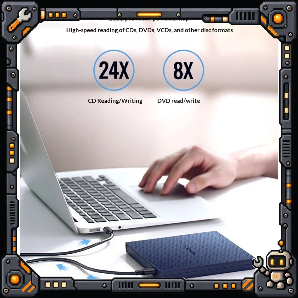 UGREEN CM138-60811 External DVD CD ROM Burner USB Type C Portable Optical Drive for Laptop PC