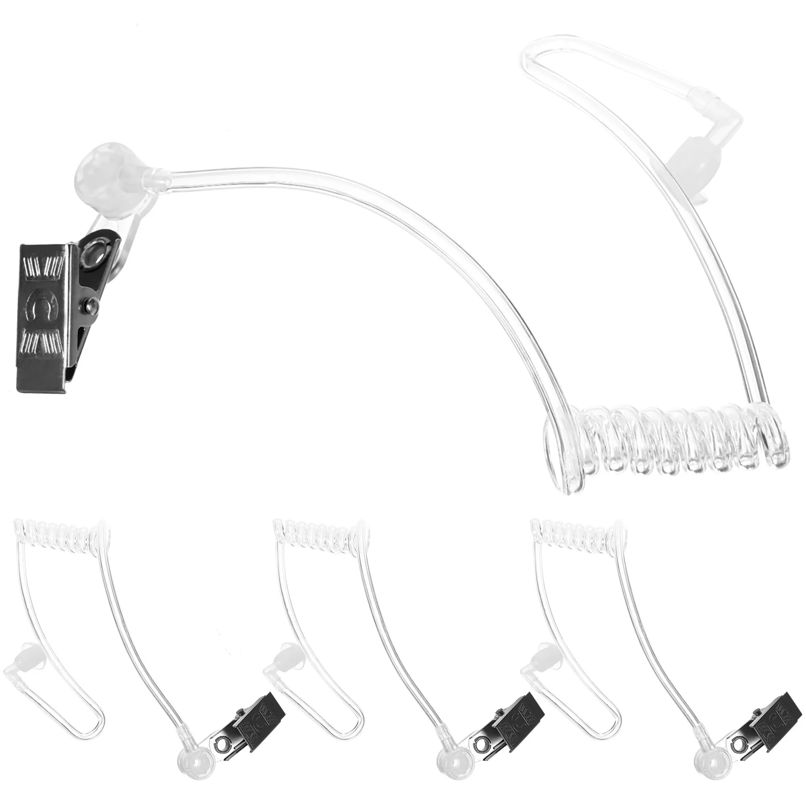 

4pcs Air Tube Headphone Radio Earpiece Coiled Acoustic Audio Tube Replacement For Two-Way Earpiece Clear Pvc Durable Sound