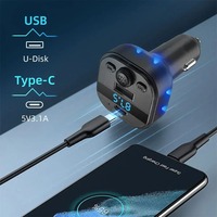 Car Charger Bluetooth 5.0 FM Transmitter PD Type-C Dual USB Ambient Player MP3 Charger Type-C Wireless Light Handsfree