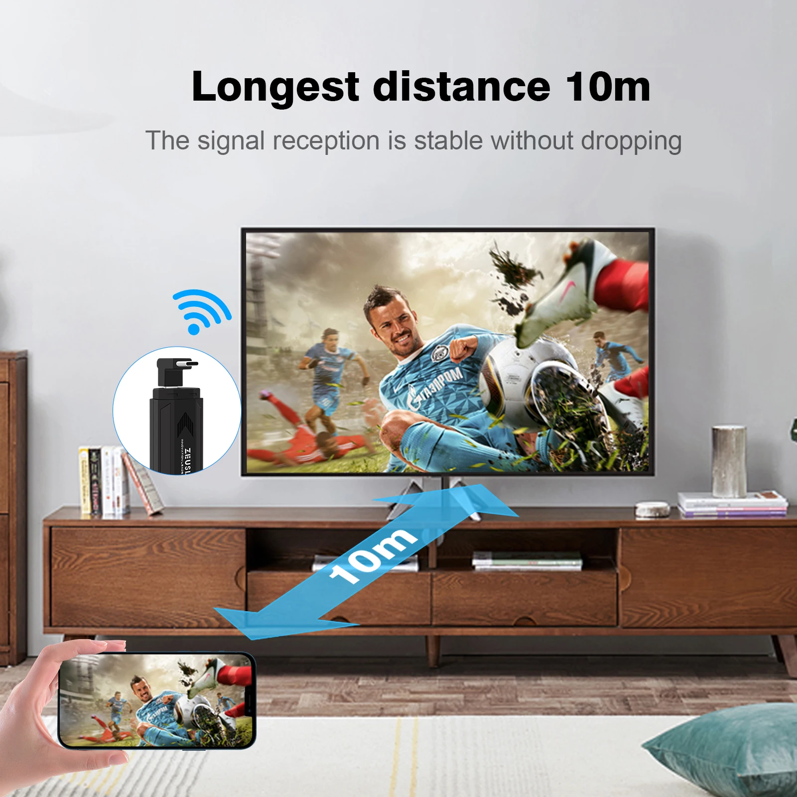 ZEUSLAP Thunderbolts Type C 1080P Wireless WiFi Display TV Dongle Receiver Miracast Airplay DLNA  for Portable Monitor