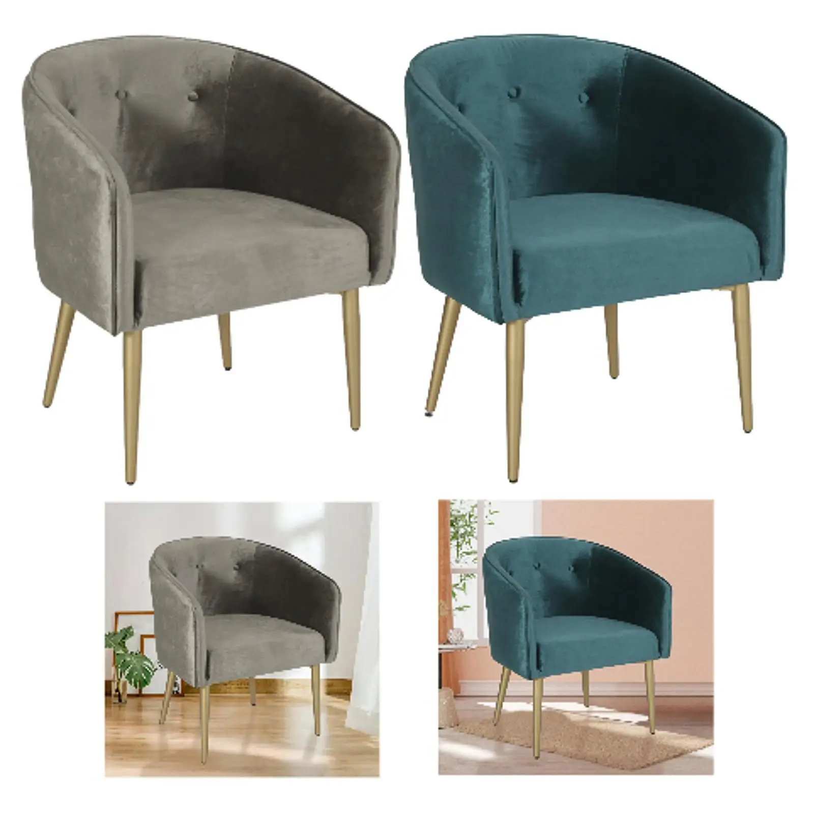 Velvet Dining Chair Upholstered Coffee Chair Modern Velvet Dining Arm Chair