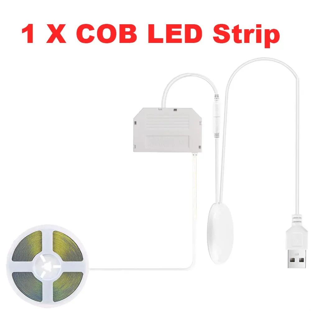 Acosh neon 1-6 Stück COB-LED-Streifenlichter 5 V USB 1/2/3 m Streifen mit durchdringendem Holz-Touch-Dimmerschalter für Küche, Vitrine, Schrankbeleuchtung 7