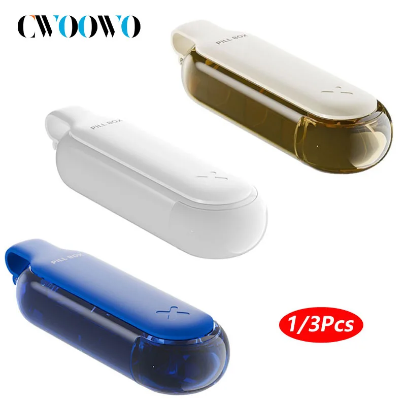 

1/3PCS Daily Pill Organizer 4 Compartments, Mini Pill Container for Purse Pocket, Compact Travel Medicine Organizer for Vitamin