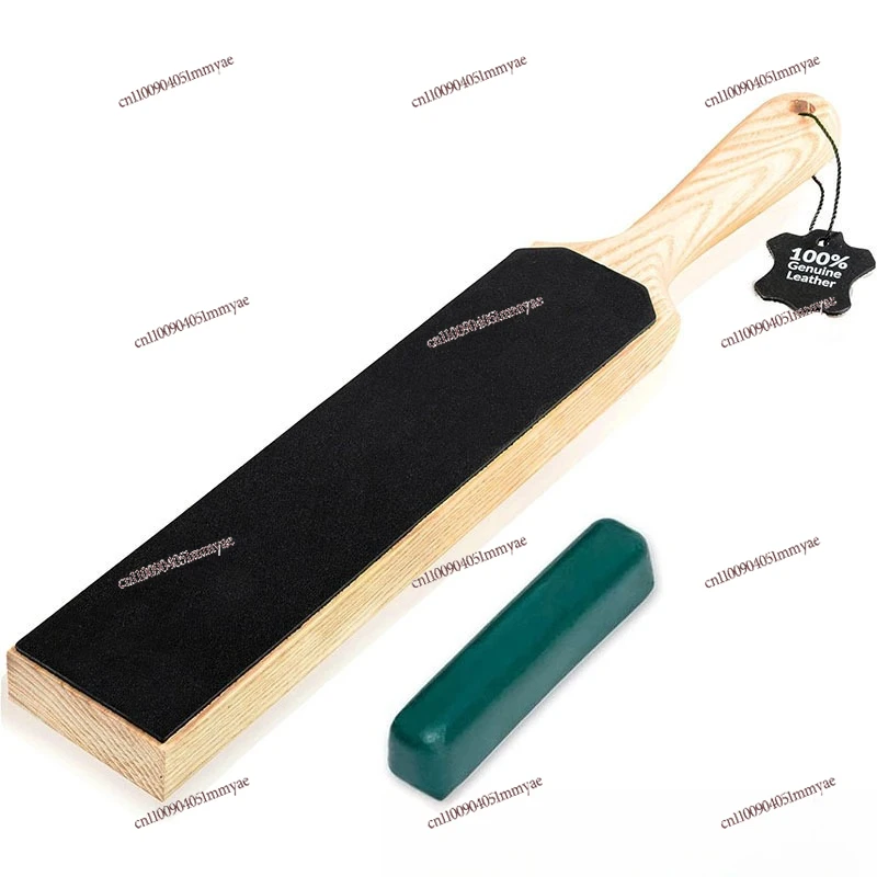 

Полированная кожаная доска для ножей-качели, хит продаж, двусторонняя заточка из воловьей кожи с деревянной ручкой, шлифовка и полировка