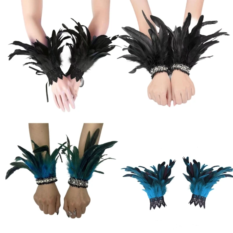 Bridal Gloves for Bachelorette Party Wear Bride Gift Bridal Shower Wedding Black Lacework Feather