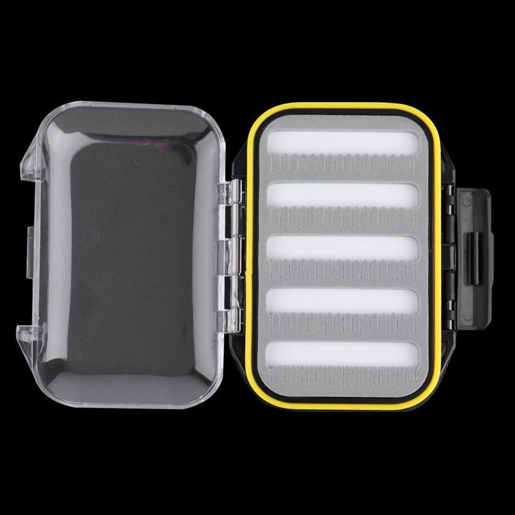 

2pcs Fly Box Waterproof Slit High Density Double Sided Fly Fishing Transparent Fly Box Type A (Black