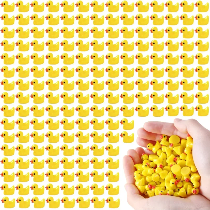 200pcs Mini Resin Ducks Yellow Tiny Ducks Mini Ducks Bulk Little Duck Figures Garden Crafts Tiny Duck