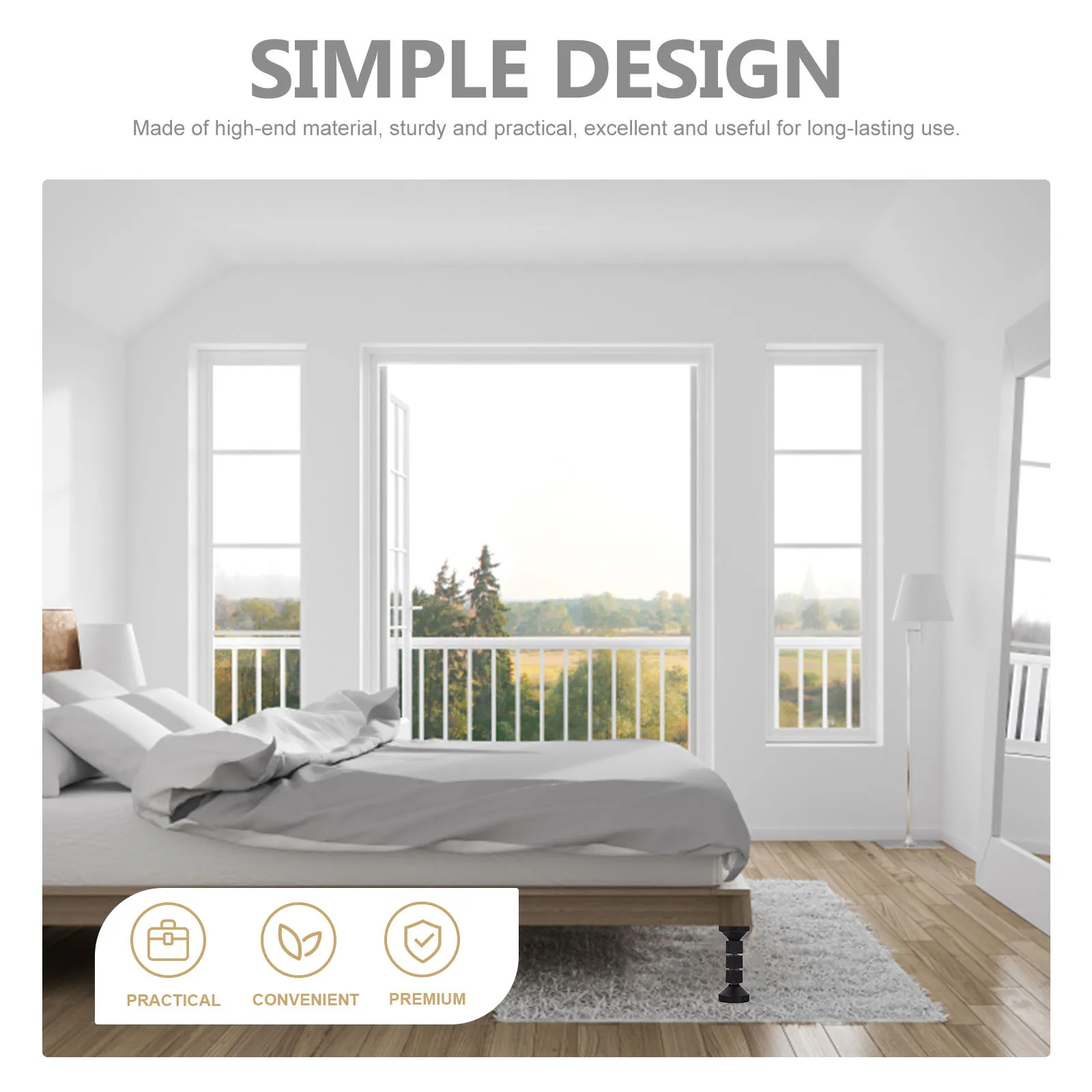 

4Pcs Threaded Bed Stopper Heavy Duty Frame Stabilizer for Sofa Dresser Refrigerator School Restaurant Living Room