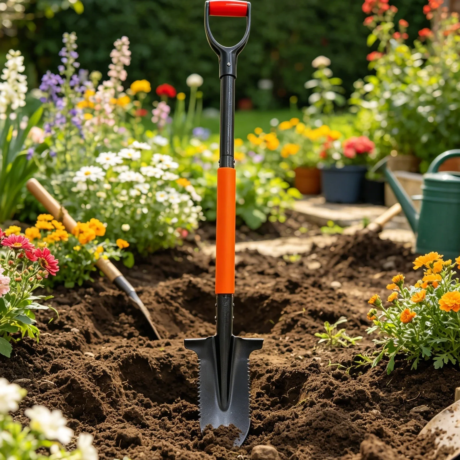 Heavy Duty Garden Shovel 304 Stainless Steel Multi Function Digging Spade for Soil Turning Weeding Camping Yard Patio Use
