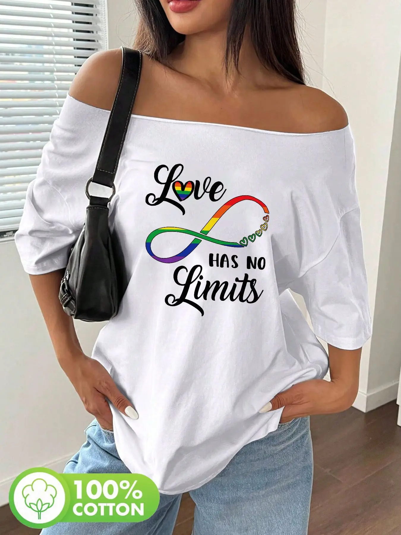 

Plus Size Women Plus Size 100% Cotton Shoulder Loose Print T-Shirt Oversized Y2K Style Graphic Tees Women Tops Summer Off The