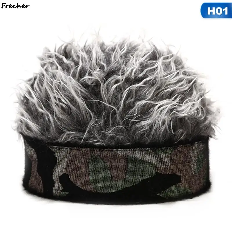 2022 Fashion Men Women Unisex Sunshade Golf Cap Beanie Outdoor Sports Fake Flair Hair Sun Visor Hat with Spiked Hairs Wig Peaked